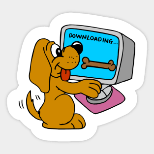 Dog Downloading Bone Sticker